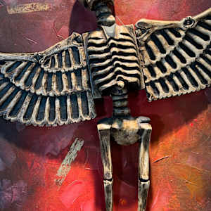 Untitled (maroon with skull) by Rick Leman 