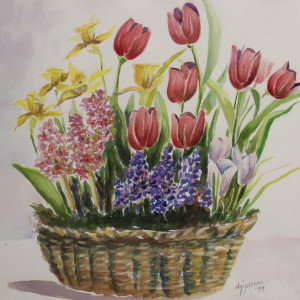 Basket of Tulips by Donna Perron