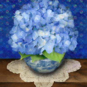 Delft Blue Hydrangea by Mary Ahern