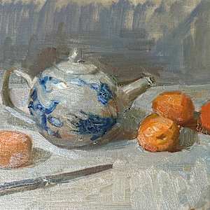 Delft Teapot and Oranges by Patricia Nebbeling