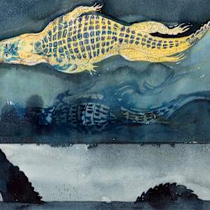 Gator Dreams Triptych: Gator Dreams 1: Gator Courtship by Judith Greavu