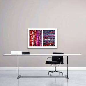 Seeing Red #12: Colorful Bike Tracks Abstract by Susan Bowen 