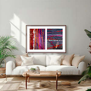 Seeing Red #12: Colorful Bike Tracks Abstract by Susan Bowen 