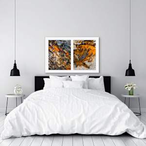 Spills Diptych #15: Coffee Ground Abstract (framed) 1/15 by Susan Bowen 