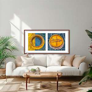 Round Pair #01: Manhole Covers, Orange and Blue 1/15 by Susan Bowen