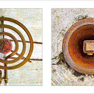 Round Pair #03: Stove and Rusty Hole Abstract 1/50 by Susan Bowen 