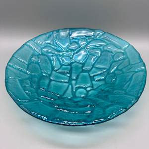 iridescent blue glass bowl by Helen Marie, Image 1.