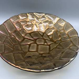 iridescent gold glass bowl by Helen Marie, Image 1.