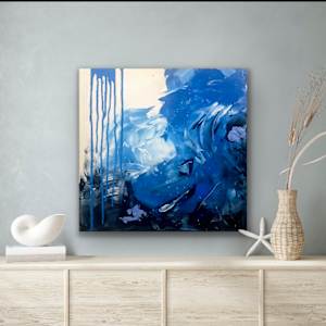 Blue Vibes - Note Card by Diane K. Hewitt  Image: ‘Blue Vibes’ 20 x 20 x 1.3” Pil on Canvas By Georgia Contemporary Artist Diane K. Hewitt  RV 2