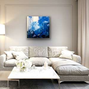 Blue Vibes - Note Card by Diane K. Hewitt  Image: ‘Blue Vibes’ 20 x 20 x 1.3” Pil on Canvas By Georgia Contemporary Artist Diane K. Hewitt  RV 3