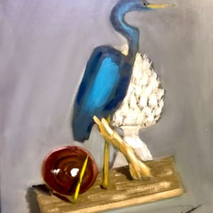 Blue Heron On Stand Still Life by Diane K. Hewitt