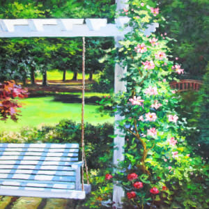Backyard Swing Note Card by Diane K. Hewitt