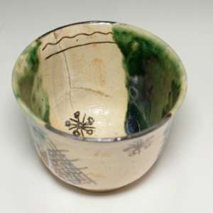 Kato Shuntai 加藤春岱 (1802–1877), Oribe Tea Cup by Kato Shuntai 加藤春岱 