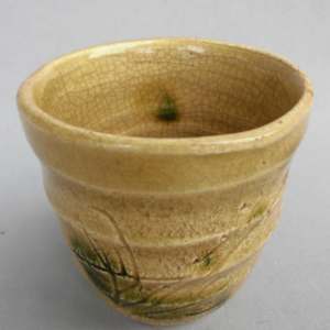 Mizuno Keiko (水野敬子, b. 1937) Mino ware, Ki-seto (黄瀬戸) Yunomi by Mizuno Keiko 水野敬子 