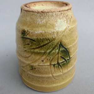 Mizuno Keiko (水野敬子, b. 1937) Mino ware, Ki-seto (黄瀬戸) Yunomi by Mizuno Keiko 水野敬子 