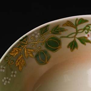 Kubota Tsuneyuki 窪田常之 b.1952 Kyo yaki Chawan with Balloon Vine Motif   Fūsen-kazura風船カズラ図 茶碗 by Kubota Tsuneyuki 窪田常之 