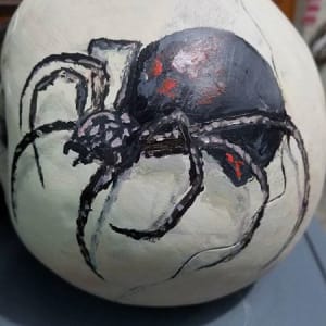 OOAK Hand Painted Day of the Dead - Halloween Skull with Black Widow Spider by Lora Wood
