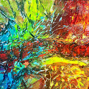 Unfolding Energy 32  100 x 110 cm, acrylic on alu-sandwich, 2024 by Elvira Heimann