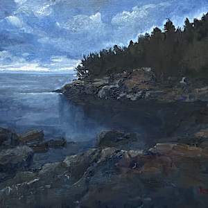 Squirrel Island Cliffs at Night by Jennifer Gorman-Strawbridge