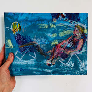 Pool Friends by Wendy Born  Image: Front with hand, mounted 9x12"