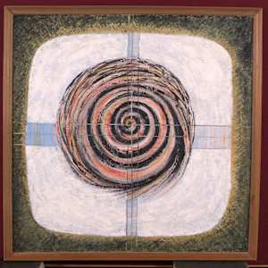 Spiral with White and Green Background by Aditya Prakash (1924-2008) 