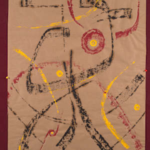 Abstract Black Red and Yellow Lines by Aditya Prakash (1924-2008) 