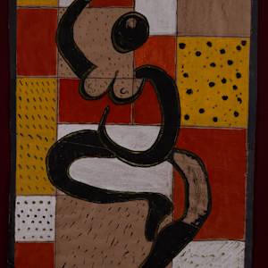 Dancing Figure with Boxes by Aditya Prakash (1924-2008) 