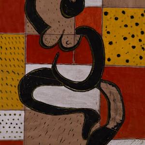 Dancing Figure with Boxes by Aditya Prakash (1924-2008)