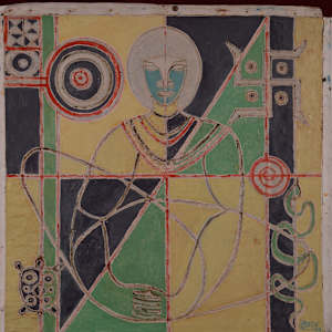Modulor Seated Woman with Swastika and Cosmos by Aditya Prakash (1924-2008) 
