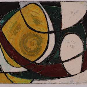 Yellow and Green Abstract Arches by Aditya Prakash (1924-2008) 