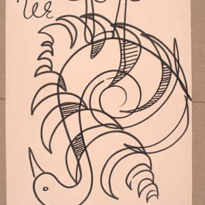 Continuous Line Spiral Bird by Aditya Prakash (1924-2008) 
