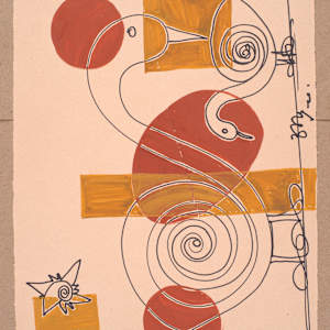 Spiral Birds with Shapes by Aditya Prakash (1924-2008) 