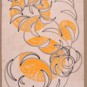 Yellow Spiraling Arch Figure by Aditya Prakash (1924-2008) 