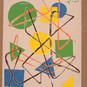 Yellow Blue and Green Abstract by Aditya Prakash (1924-2008) 