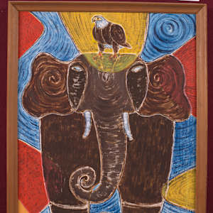 Luminscent Eagle and Elephant by Aditya Prakash (1924-2008) 