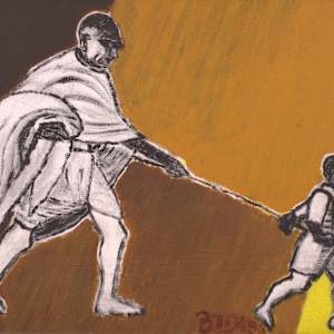 Gandhi Marching with Child by Aditya Prakash (1924-2008)