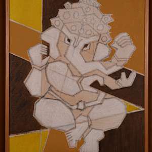 White Cross-Legged Ganesha by Aditya Prakash (1924-2008) 