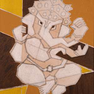 White Cross-Legged Ganesha by Aditya Prakash (1924-2008)