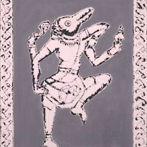 Black and White Masked Figure by Aditya Prakash (1924-2008)