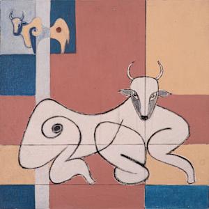 White Resting Ox by Aditya Prakash (1924-2008)