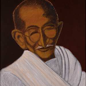 Smiling Gandhi in Robe by Aditya Prakash