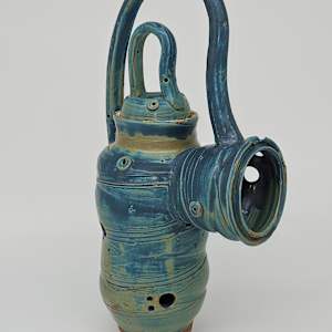 Life Vessels: Unusable Teapot Series - Denim Teapot 12 by JOHN H GOOD 