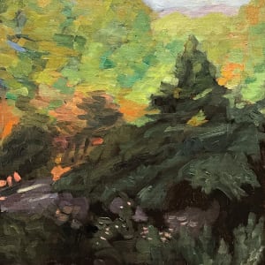Newberry, Idyllwild Backyard, 2020, oil on panel, 12x9" by Michael Newberry