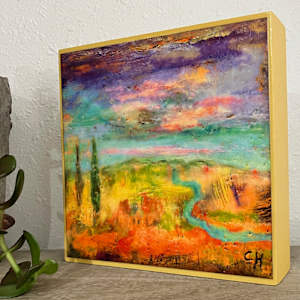 Traveling Stream_Art Block 6x6x1.5" by Carolyn Holman, Image 1.