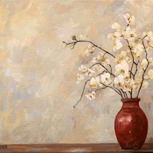 "Red Vase and Orchids" by Krissy Culler