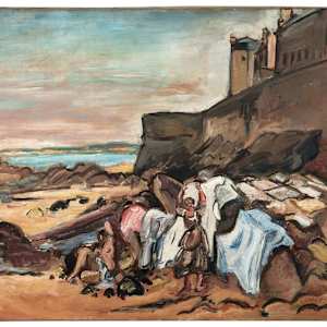Baigneuse et lavandière sous les remparts de Saint-Malo by Emile-Othon Friesz, Image 1.