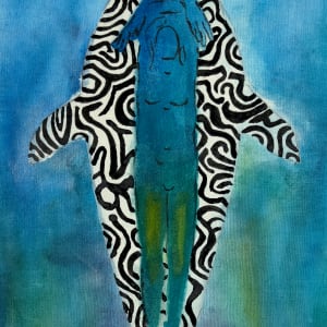 Woman in Whale Drawing by Kimberly Callas 