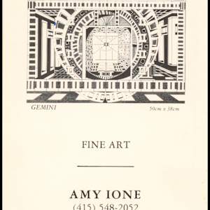 Selection of Business Cards by Amy Ione  Image: 1984 Business card. Reproduction of Gemini from the Astrology series.