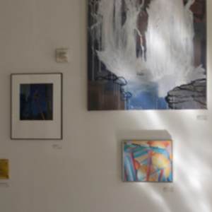 Studio and Exhibition Images by Amy Ione  Image: 2003, Jesse Street Gallery exhibition. This lost piece was once a part of a diptych. it measured 20x24, although it looks much smaller in the picture.