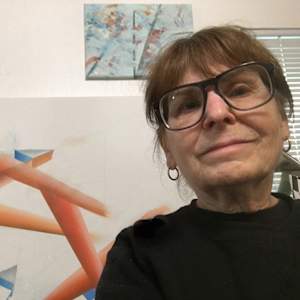 Photographs over the years by Amy Ione  Image: Amy Ione, 2024, in her studio.